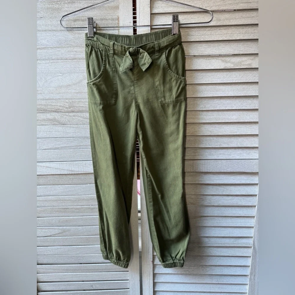 OshKosh B’gosh Olive Green Jogger Pants Girls 5T Utility Tie Waist Casual